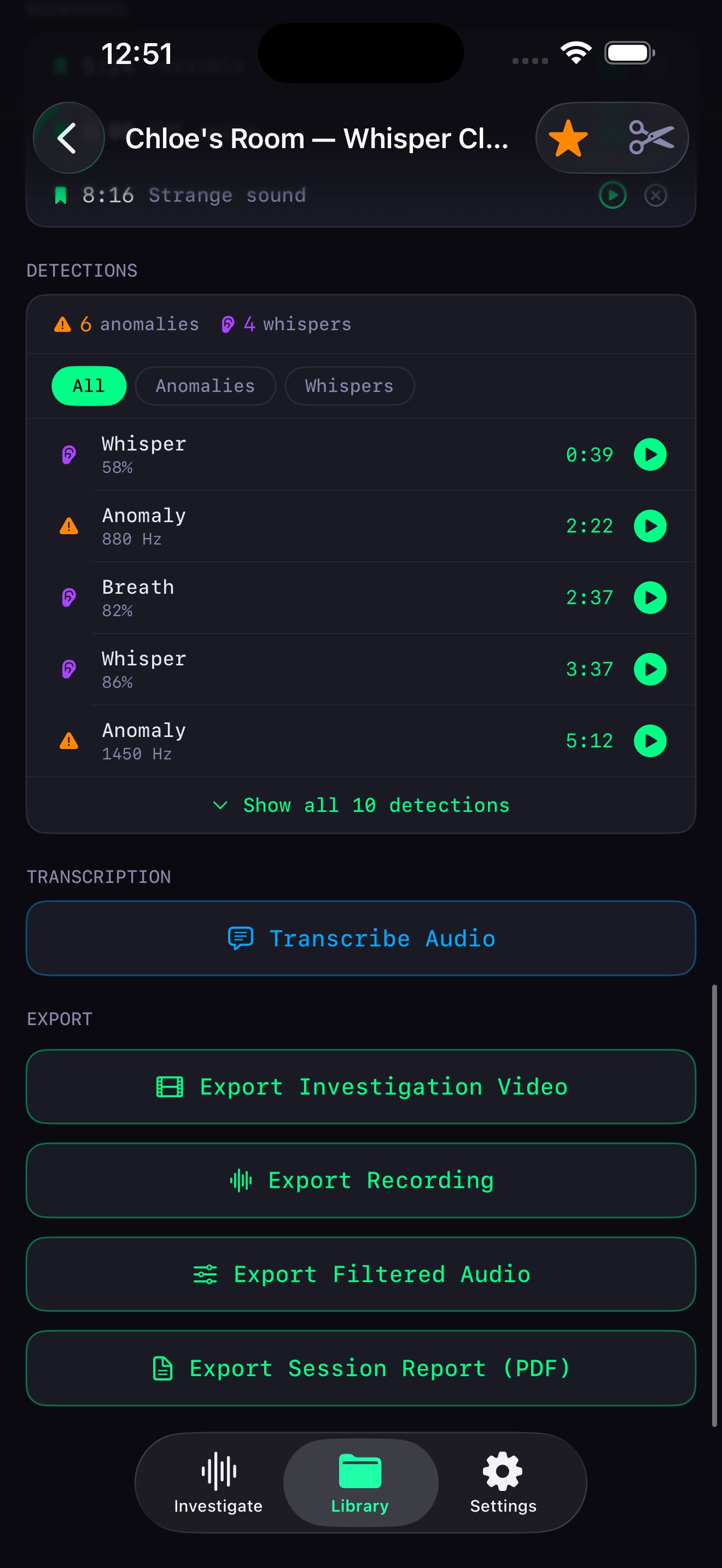 Detections & Export